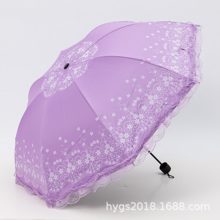 Damen Regenschirm mit eleganter Spitzenkante Karnz