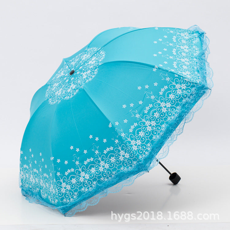 Damen Regenschirm mit eleganter Spitzenkante Karnz