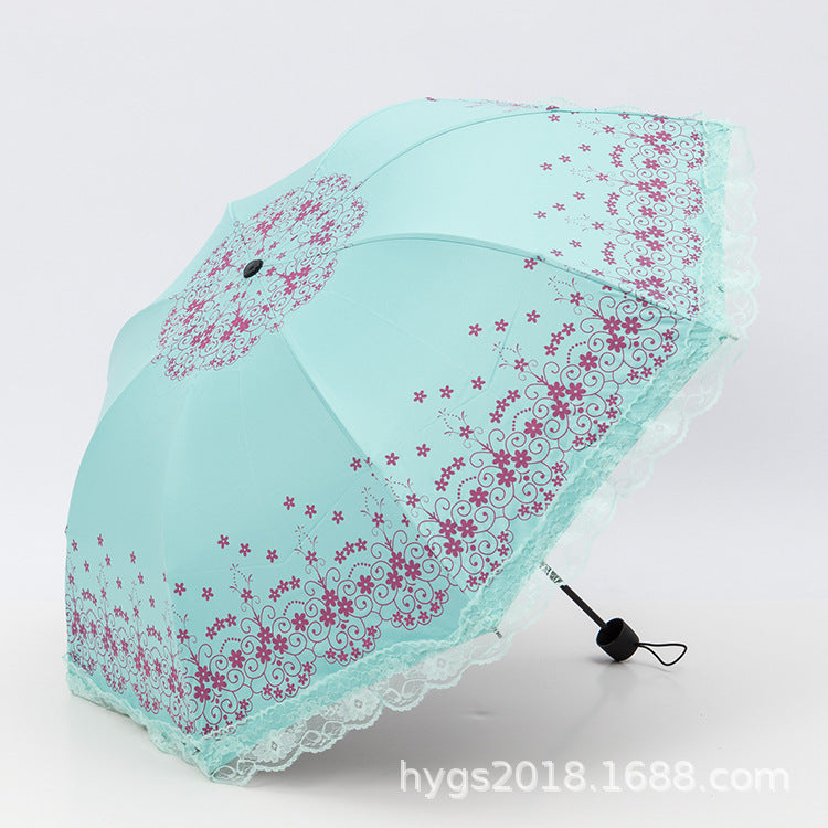 Damen Regenschirm mit eleganter Spitzenkante Karnz
