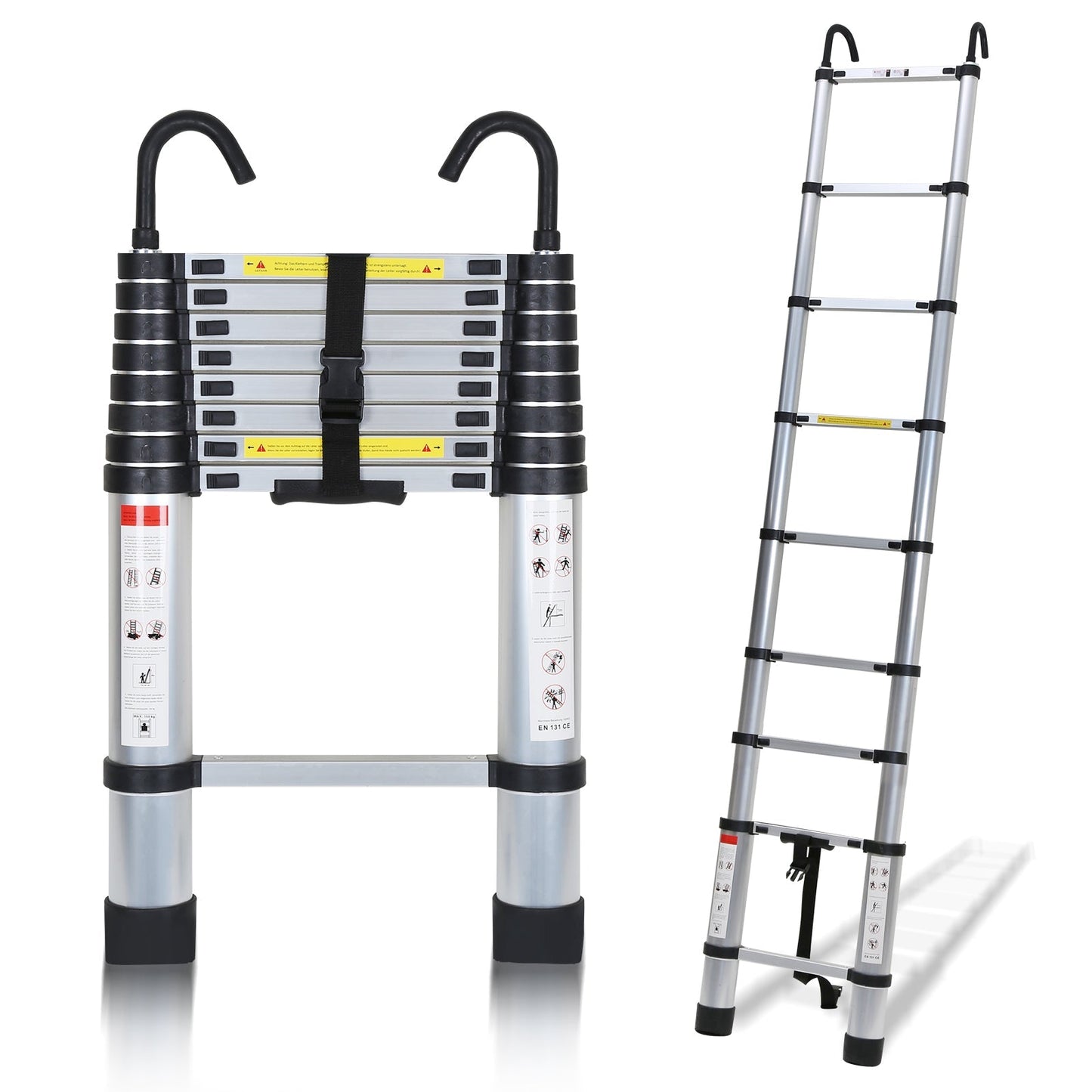 Teleskopleiter mit 2 Abnehmbarem Haken | Karnz