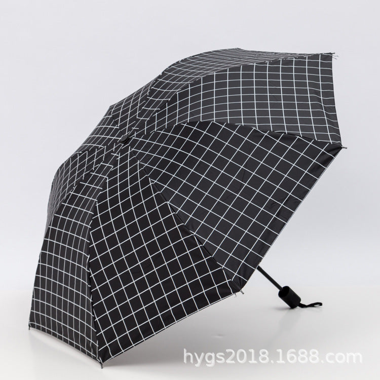 Damen Schwarz-weißer Karomuster Regenschirm Karnz