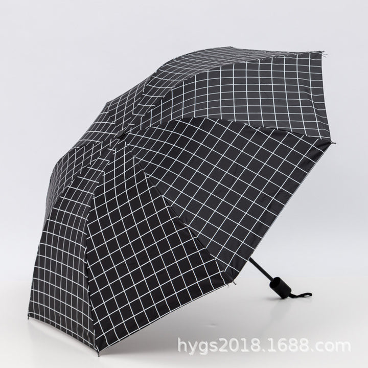 Damen Schwarz-weißer Karomuster Regenschirm Karnz