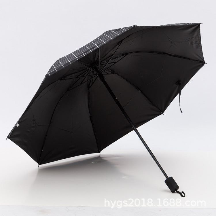 Damen Schwarz-weißer Karomuster Regenschirm Karnz