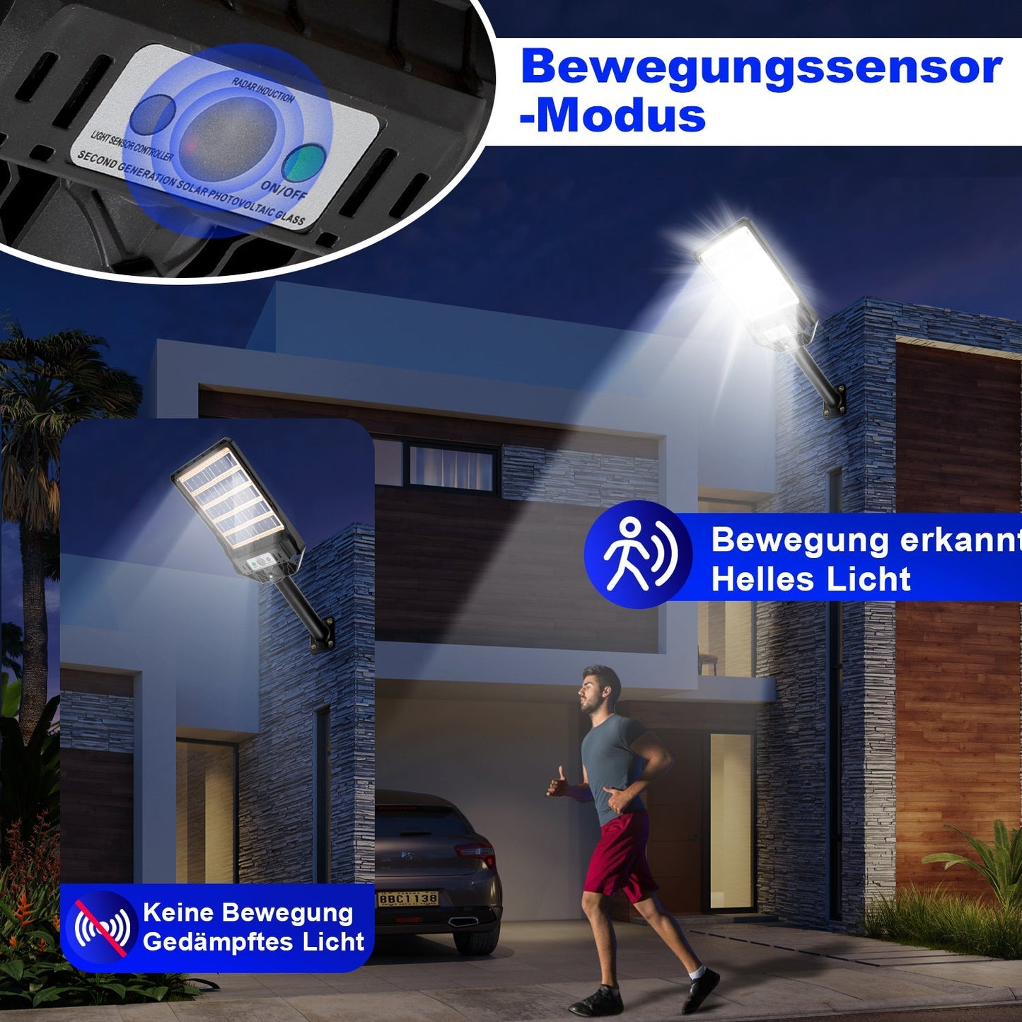Solarlampe Straßenlaterne mit Bewegungssensor 300W/400W | Karnz