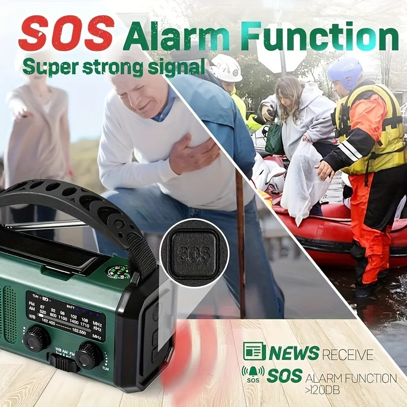 Karnz | StormMate X10 Notfallradio mit 10.000 mAh Powerbank | Solar, Kurbel & USB-C | LED-Licht, SOS-Alarm & Kompass | AM/FM/NOAA