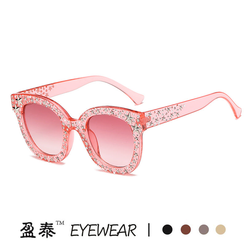 Damen extravagante Cat-Eye Sonnenbrille mit funkelnden Strassverzierungen Karnz