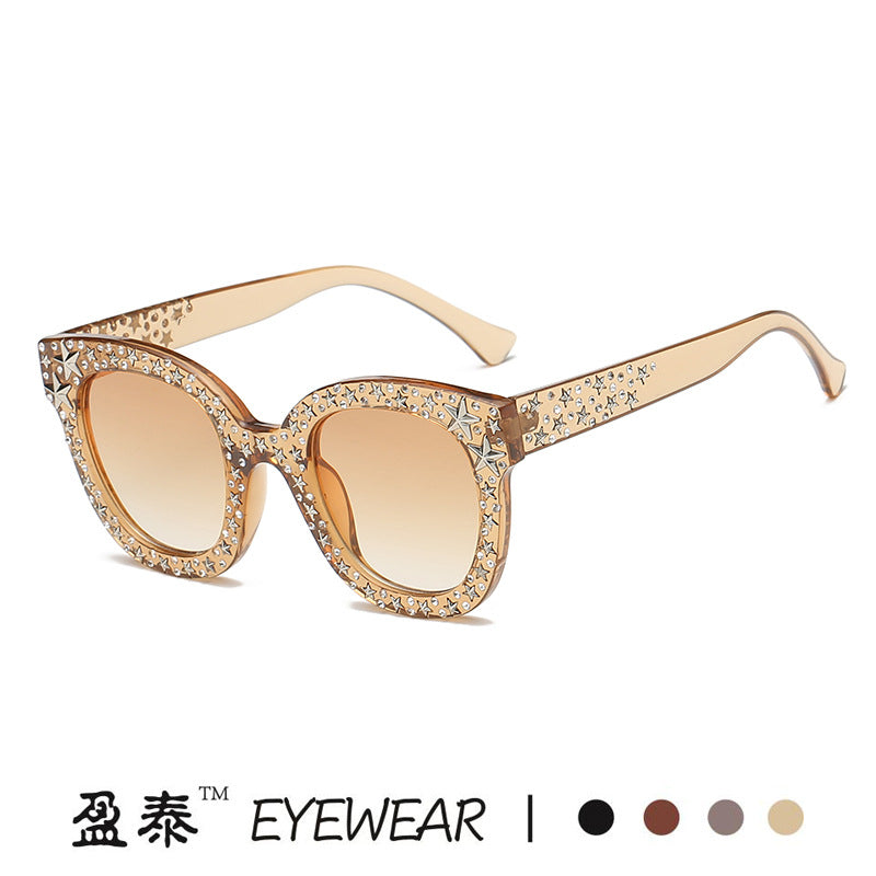 Damen extravagante Cat-Eye Sonnenbrille mit funkelnden Strassverzierungen Karnz