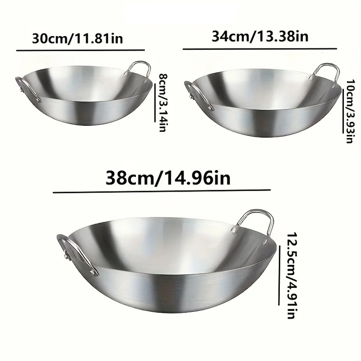 ChefMaster – Große Edelstahl-Wok mit Doppelgriffen Karnz