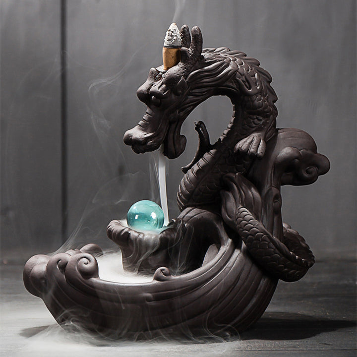 Fesselnder Drachen-Themen Keramische Räuchergefäß Wasserfall Halter