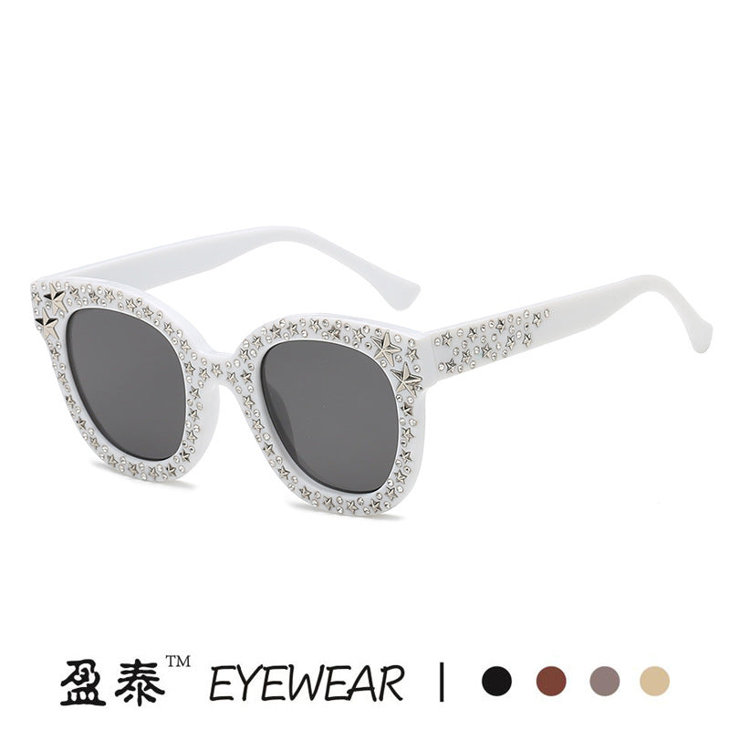 Damen extravagante Cat-Eye Sonnenbrille mit funkelnden Strassverzierungen Karnz