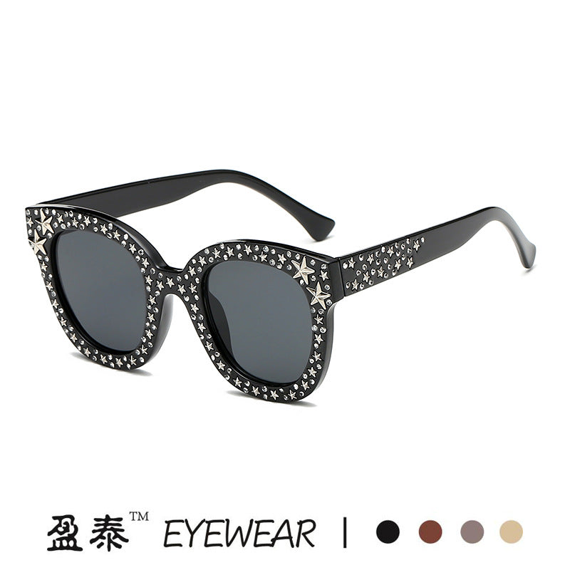 Damen extravagante Cat-Eye Sonnenbrille mit funkelnden Strassverzierungen Karnz