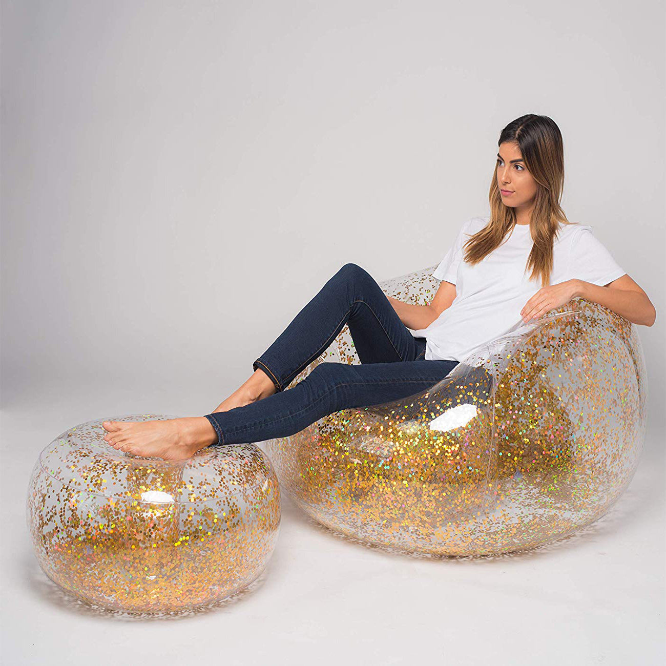 Unisex Aufblasbare Sitzecke mit Glitzer Karnz