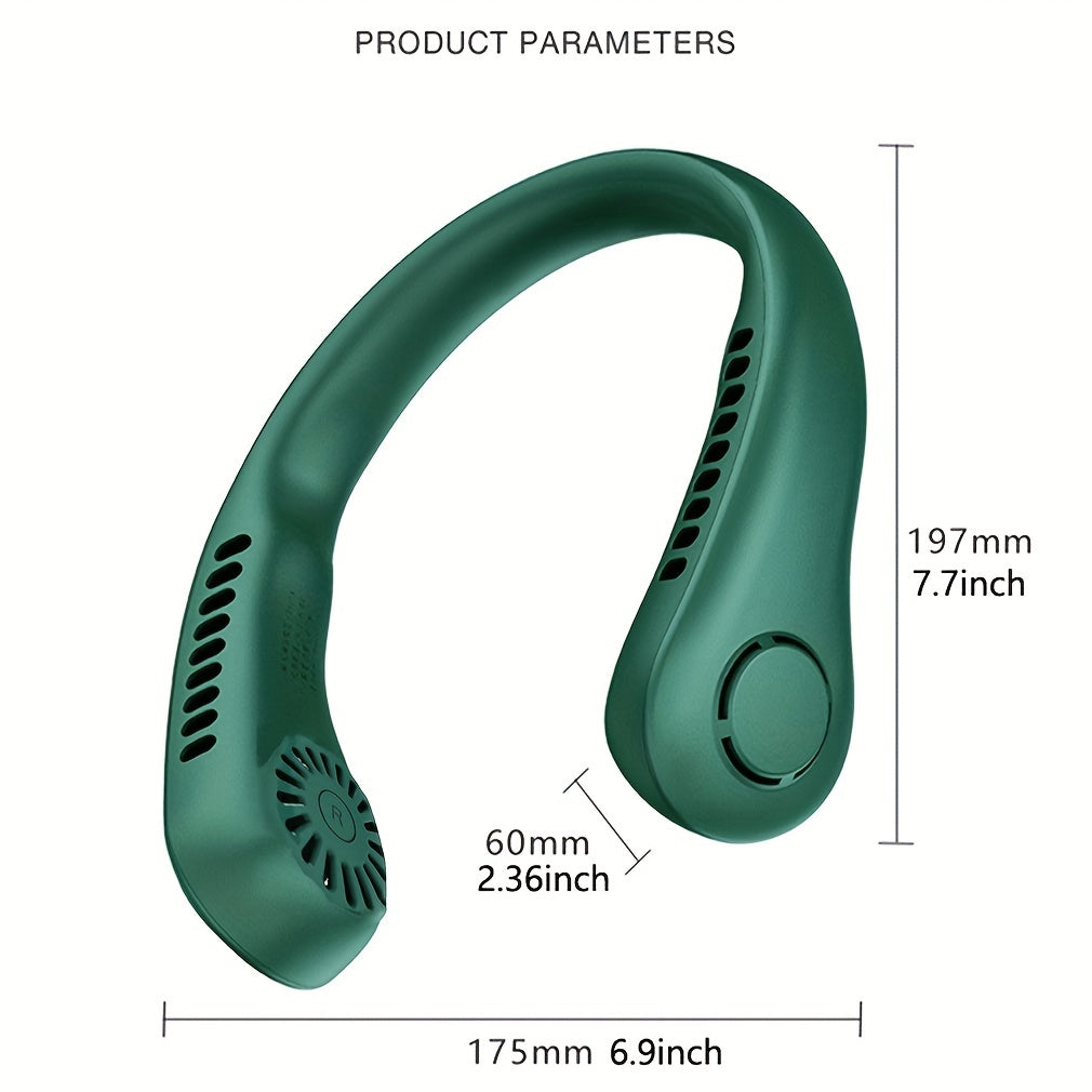 1pc Tragbarer Nackenventilator Elektrischer Drahtloser Ventilator Wiederaufladbarer USB Mini Ventilator Blattloser Persönlicher Ventilator Hängender Nacken Kühler Für Outdoor-Sportarten | Karnz
