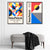 Bauhaus-Stil, Rot und Blau, Mid-Century, gerahmtes Set aus 2 Kunstdrucken
