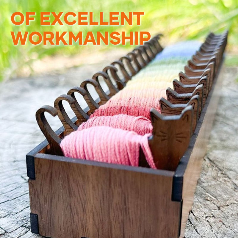 Stickgarn-Organizer | Hasen-Spulen-Set aus Holz | 16-teilig | Inklusive Aufbewahrungsbox