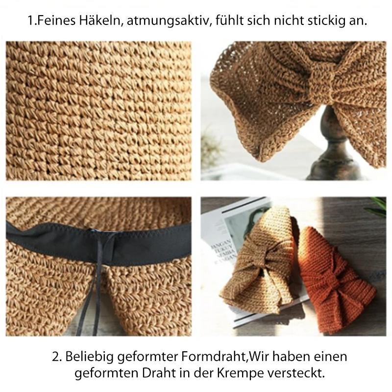 Retro Faltstrohhut mit Schleife