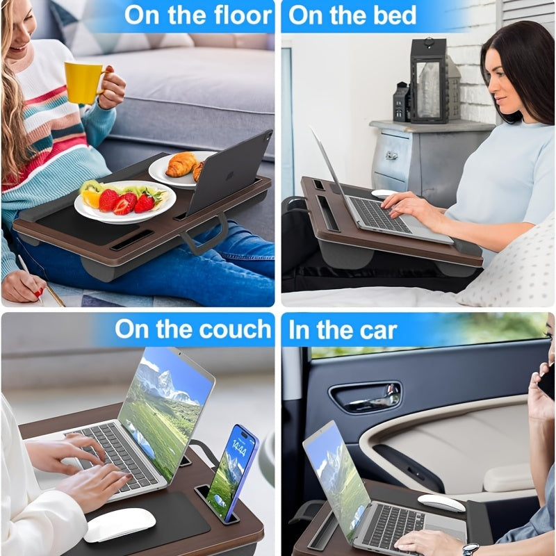 Ergonomische Laptop-Halterung mit Handgelenkstütze und Gerätefächern | Karnz