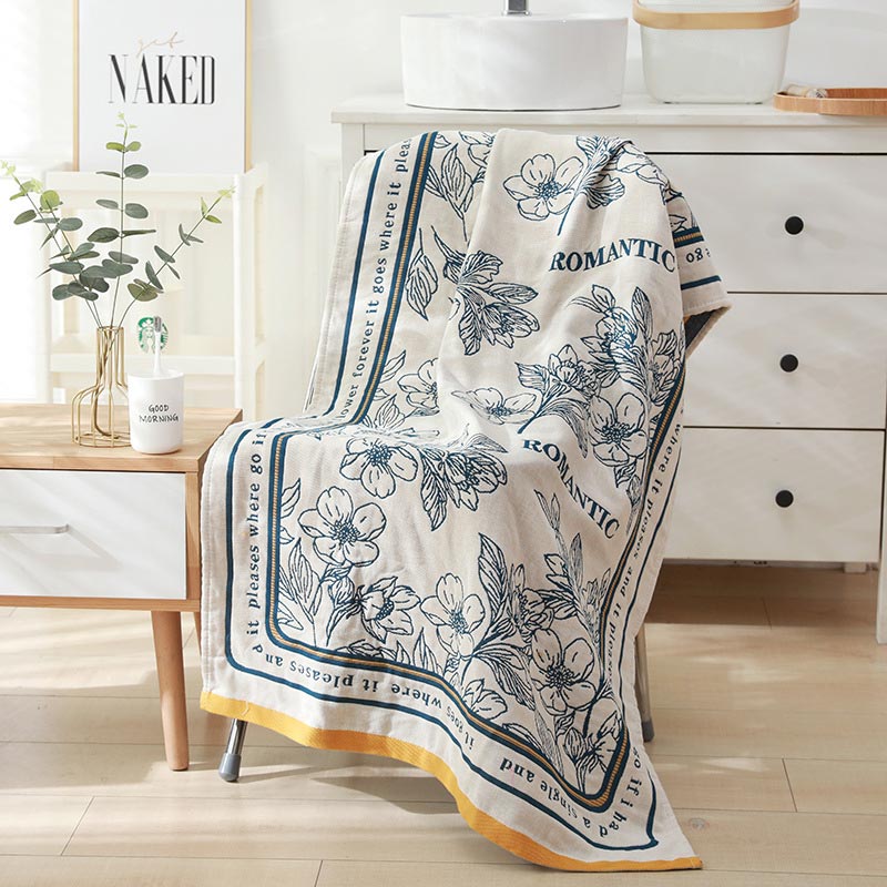 Blumen Gemischte Farbe Wendbares Baumwollbadetuch | Karnz
