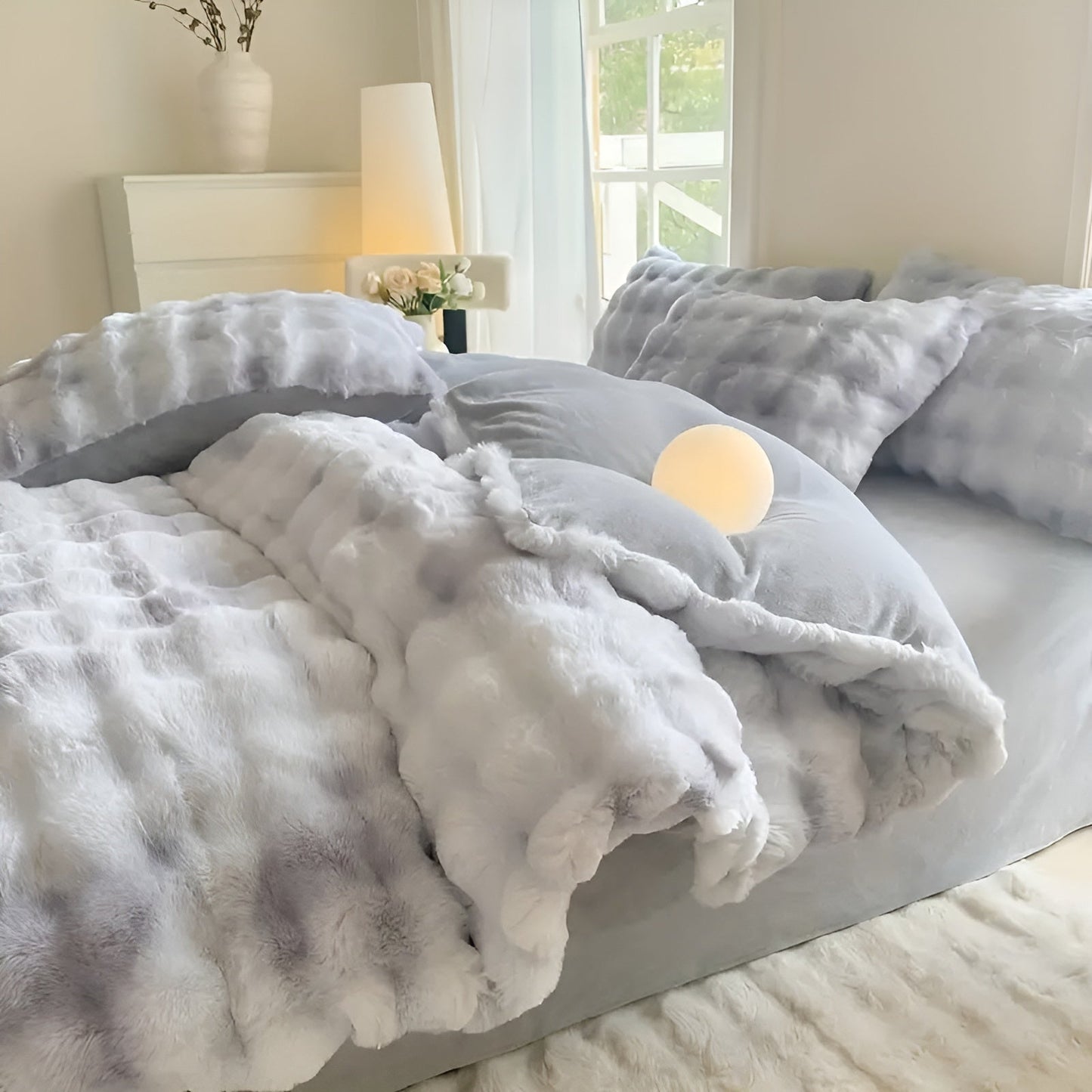 Kuscheliges Plüsch-Bettwäscheset – Warm und weich für Herbst und Winter | ReversiKarnze Design aus Kaninchenfell und Milchsamt