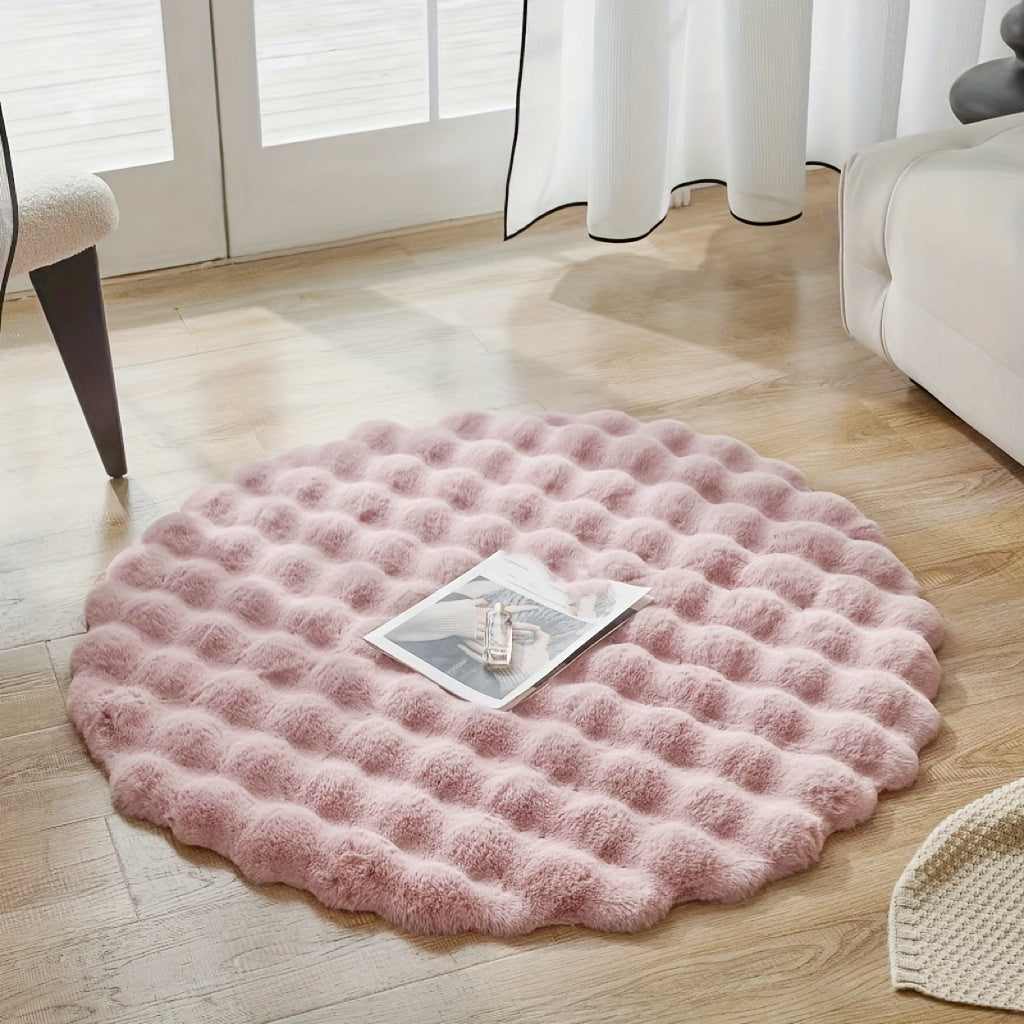 Runder flauschiger Teppich für stilvolle Räume – Weicher Teppich für Wohnzimmer & Schlafzimmer | Karnz