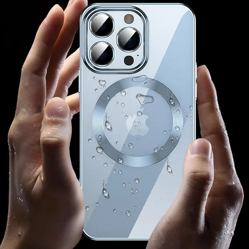 Galvanisierte, kabellose magnetische Ladehülle mit integriertem Objektiv für iPhone