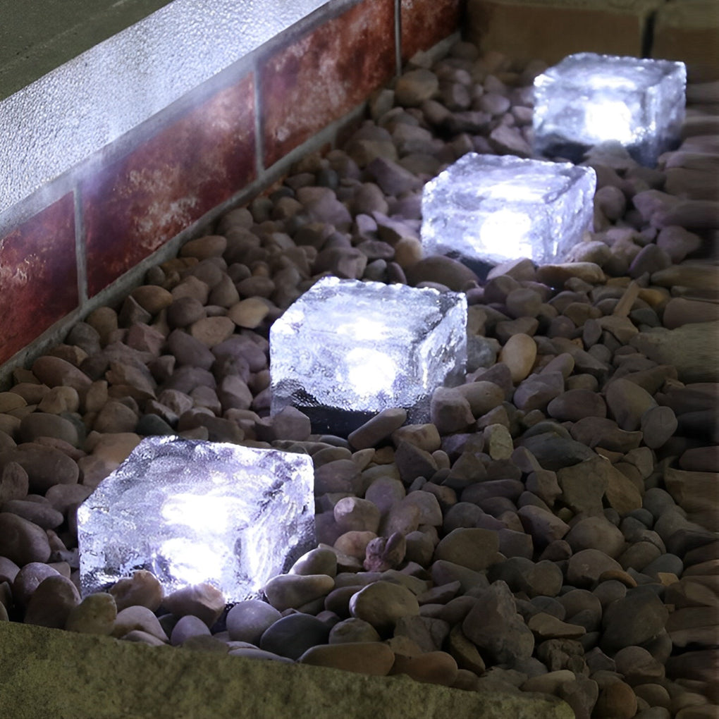 Square Creative Ice ock LED Waterproof Smart Solar Outdoor Lighting