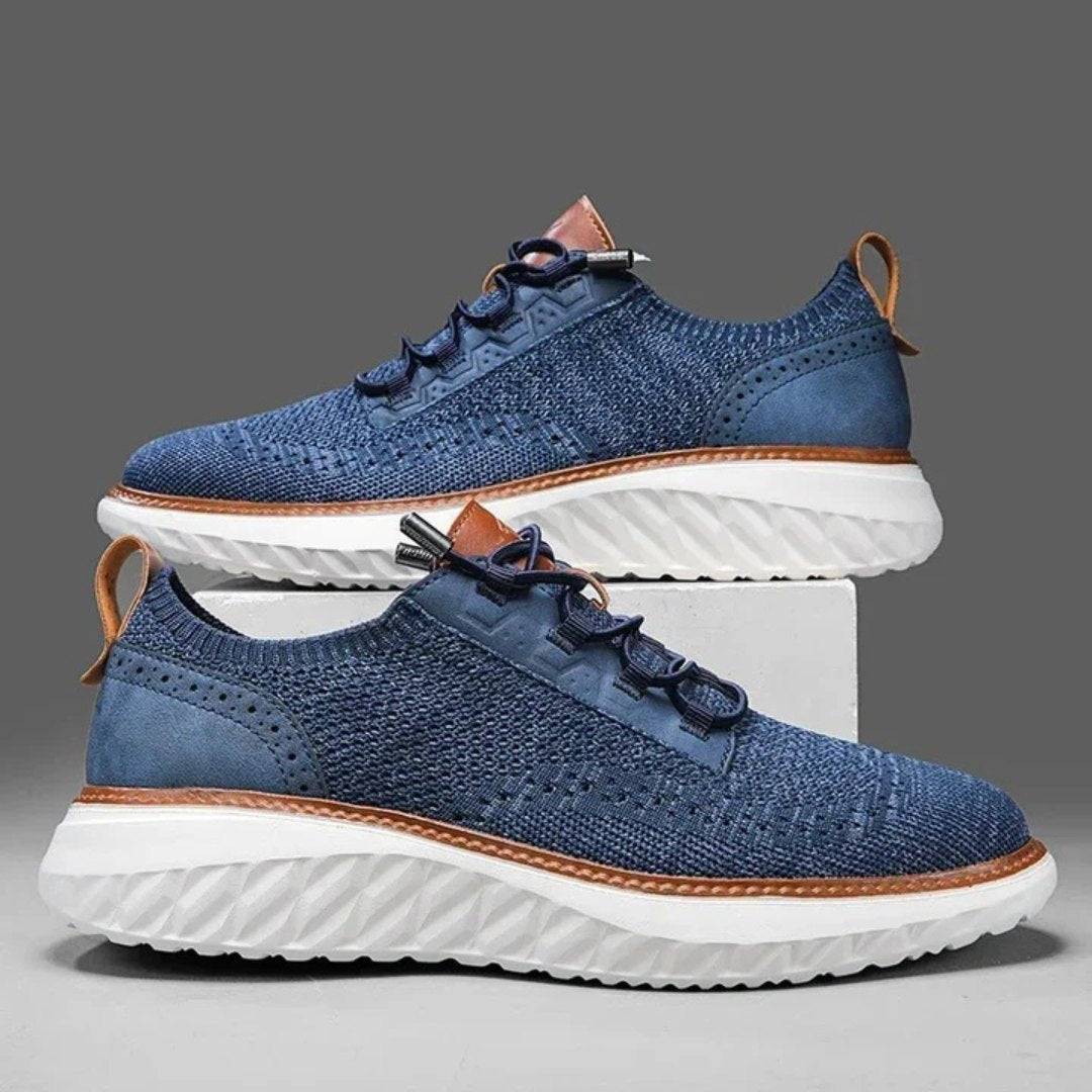 Gewebte Leder-Sneaker mit Brogue-Details und kontrastierender Sohle