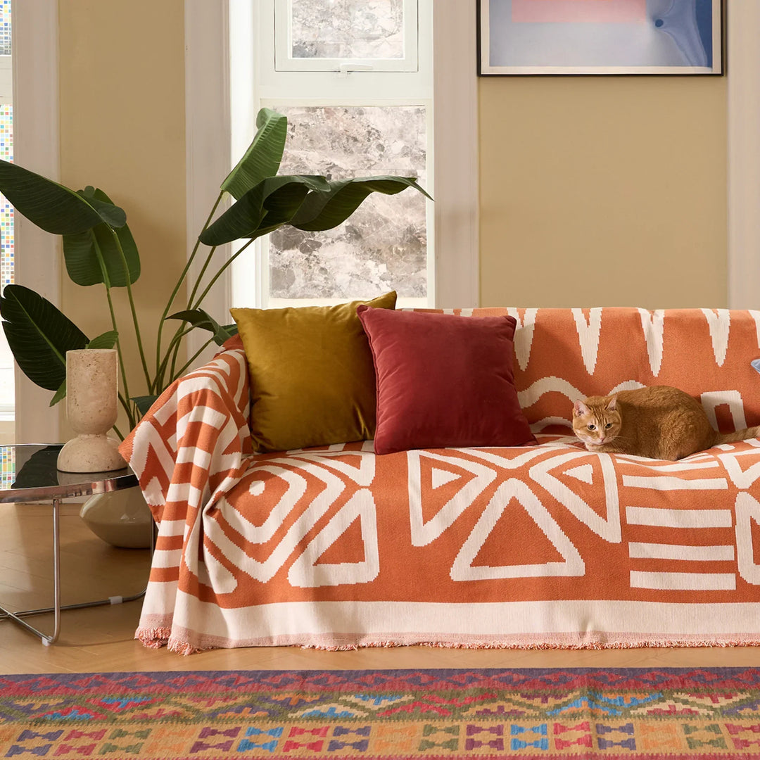 Geometrischer Boho-Stil Sofaüberzug - Modern, Stilvoll & Strapazierfähig Sofa Schutz | Karnz