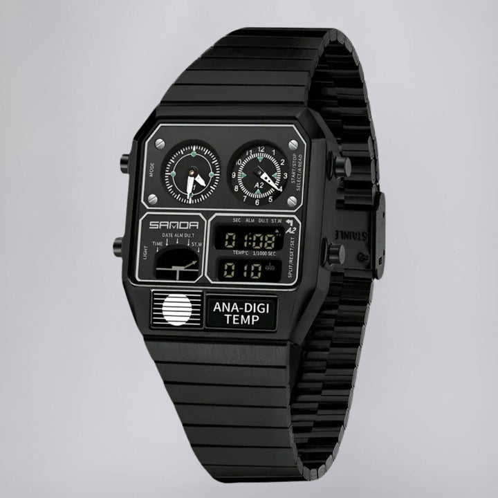 Dual-Display-Uhr im retro-modernen Gehäusedesign