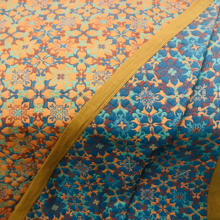 Karnz | Orange & Blau Muster Sechs-Layer Baumwolle Decke - TerraLoom