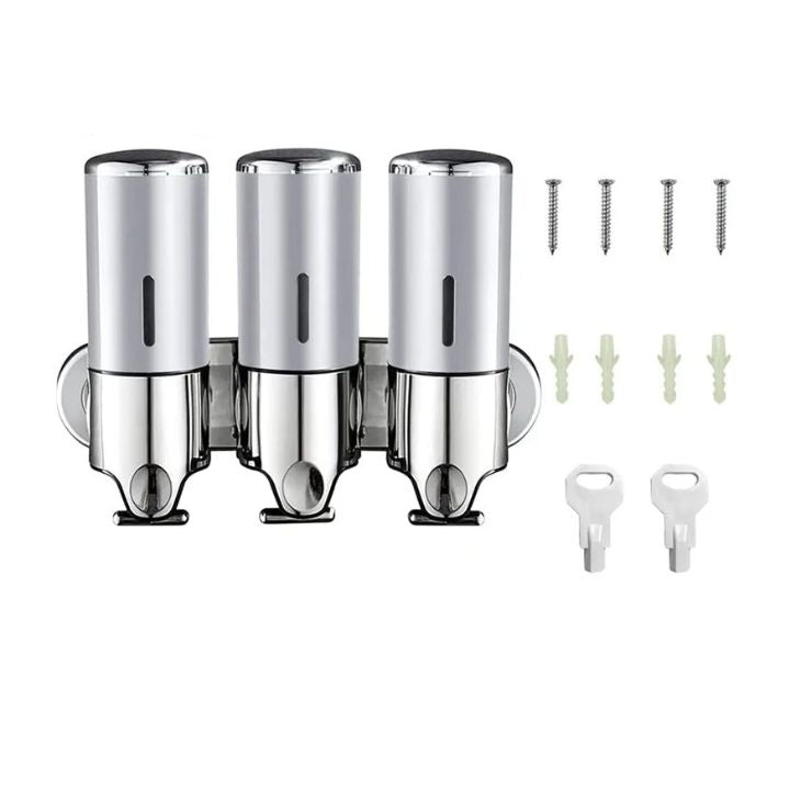 Wandseifenspender | SudsStation Badezimmer-Organizer | Edelstahl & ABS | 500 ml | Set mit 1–3 Stück