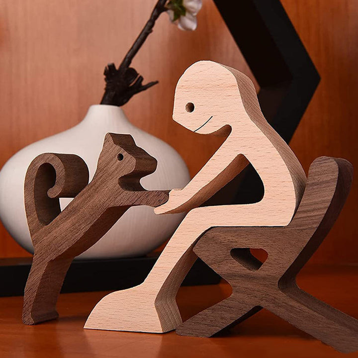 Geschenk Für Tierliebhaber - Holzskulptur Tischornamente - Die Liebe Zwischen Dir Und Deinem Fellfreund | Karnz