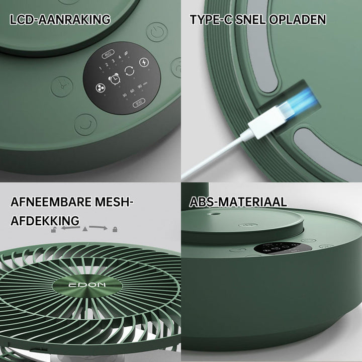 Tragbarer wiederaufladbarer teleskopischer Tischventilator mit geräuschlosem Design und höhenverstellbar | Karnz