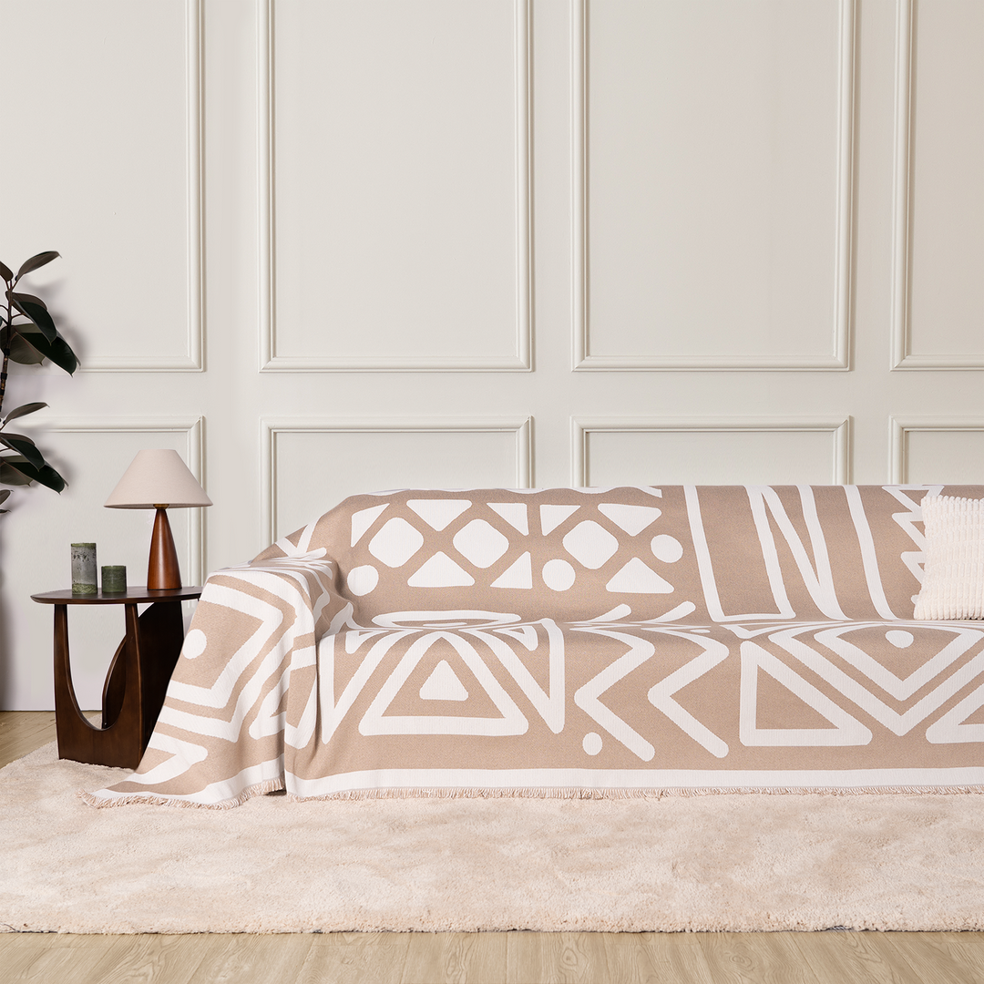 Geometrischer Boho-Stil Sofaüberzug - Modern, Stilvoll & Strapazierfähig Sofa Schutz | Karnz