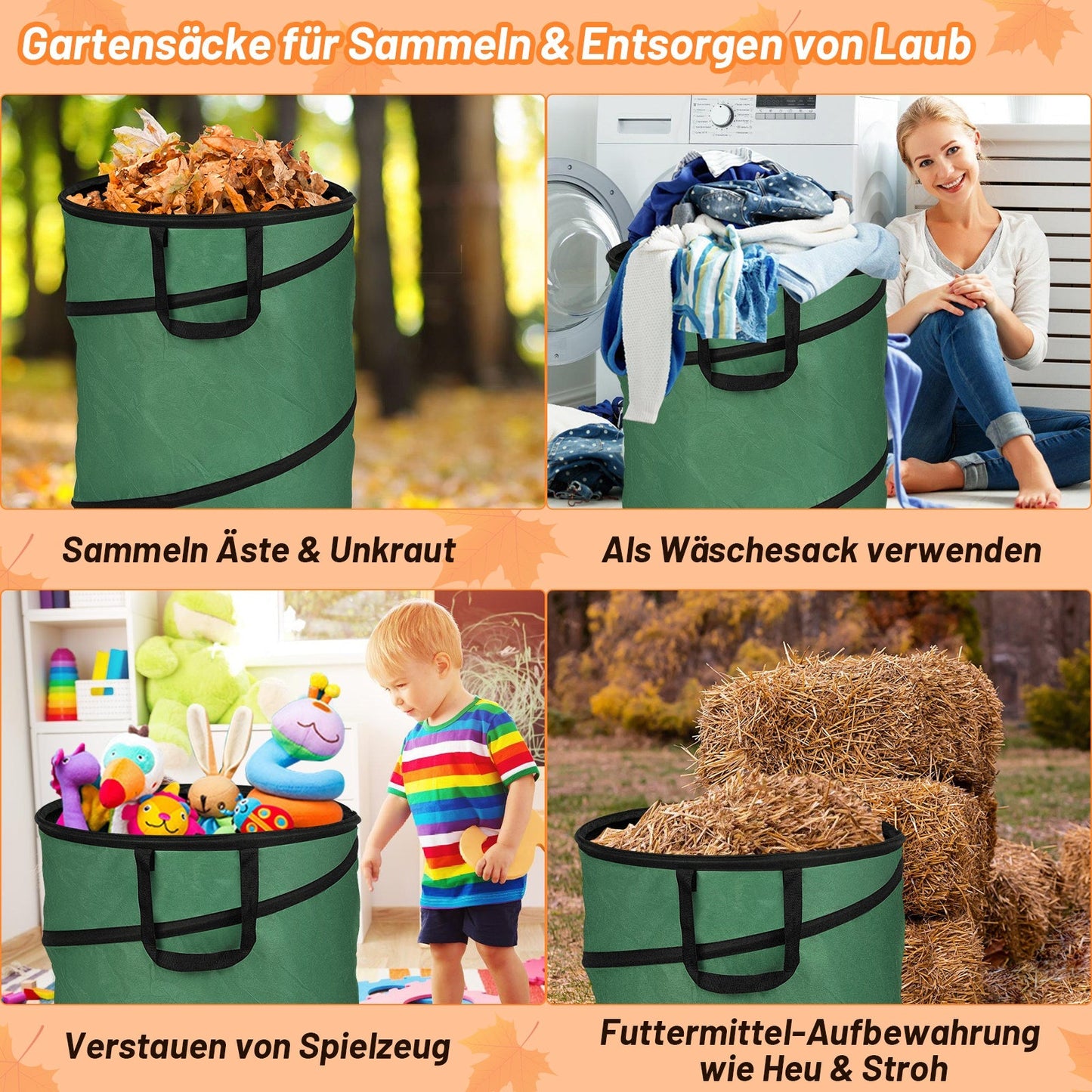 Gartensack Pop Up Gartenabfallsack 170L mit Griffen | Karnz