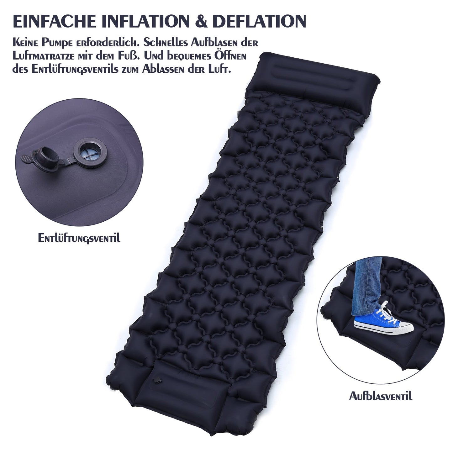Schlafmatte Campingmatte Fusspumpe | Karnz