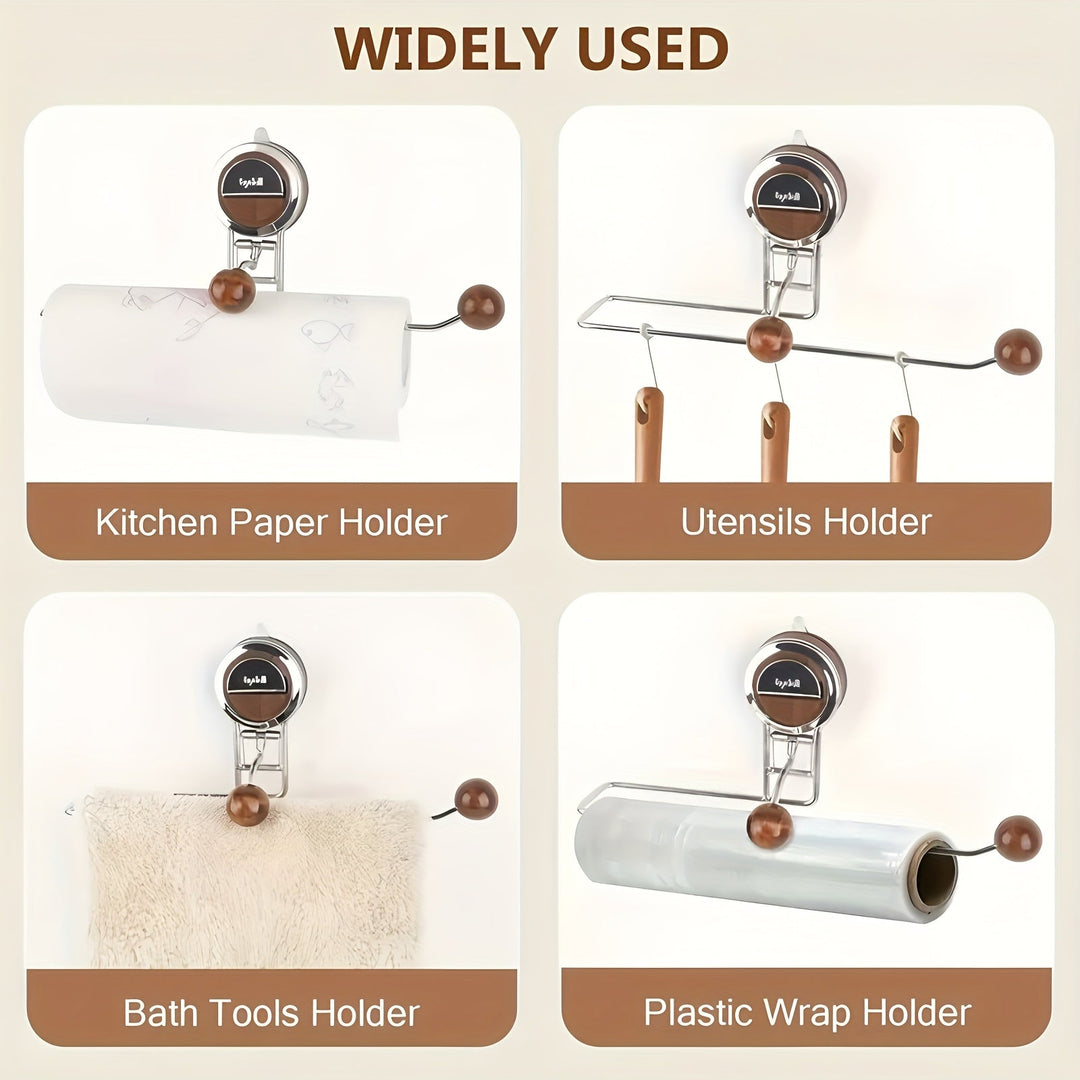 KeukenGrip Rollhalter aus Edelstahl mit Saugfuß | Karnz