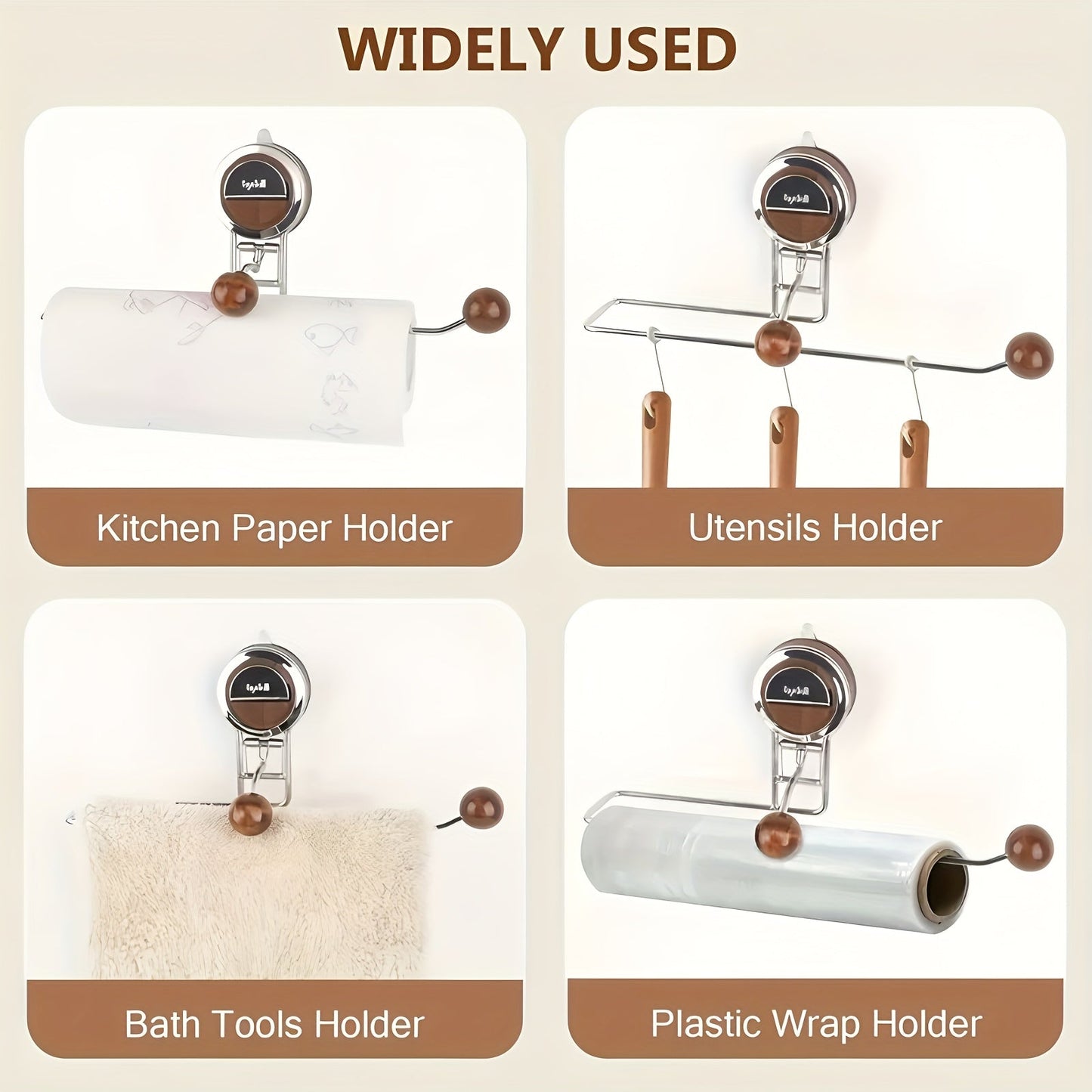 KeukenGrip Rollhalter aus Edelstahl mit Saugfuß | Karnz