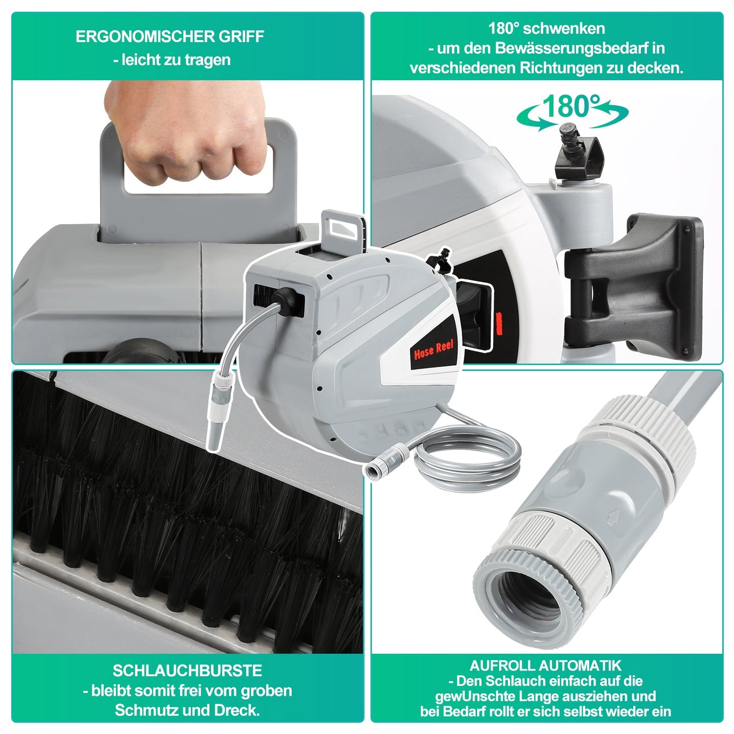 Schlauchtrommel Wasser Schlauchaufroller mit Handbrause Gartenschlauch | Karnz