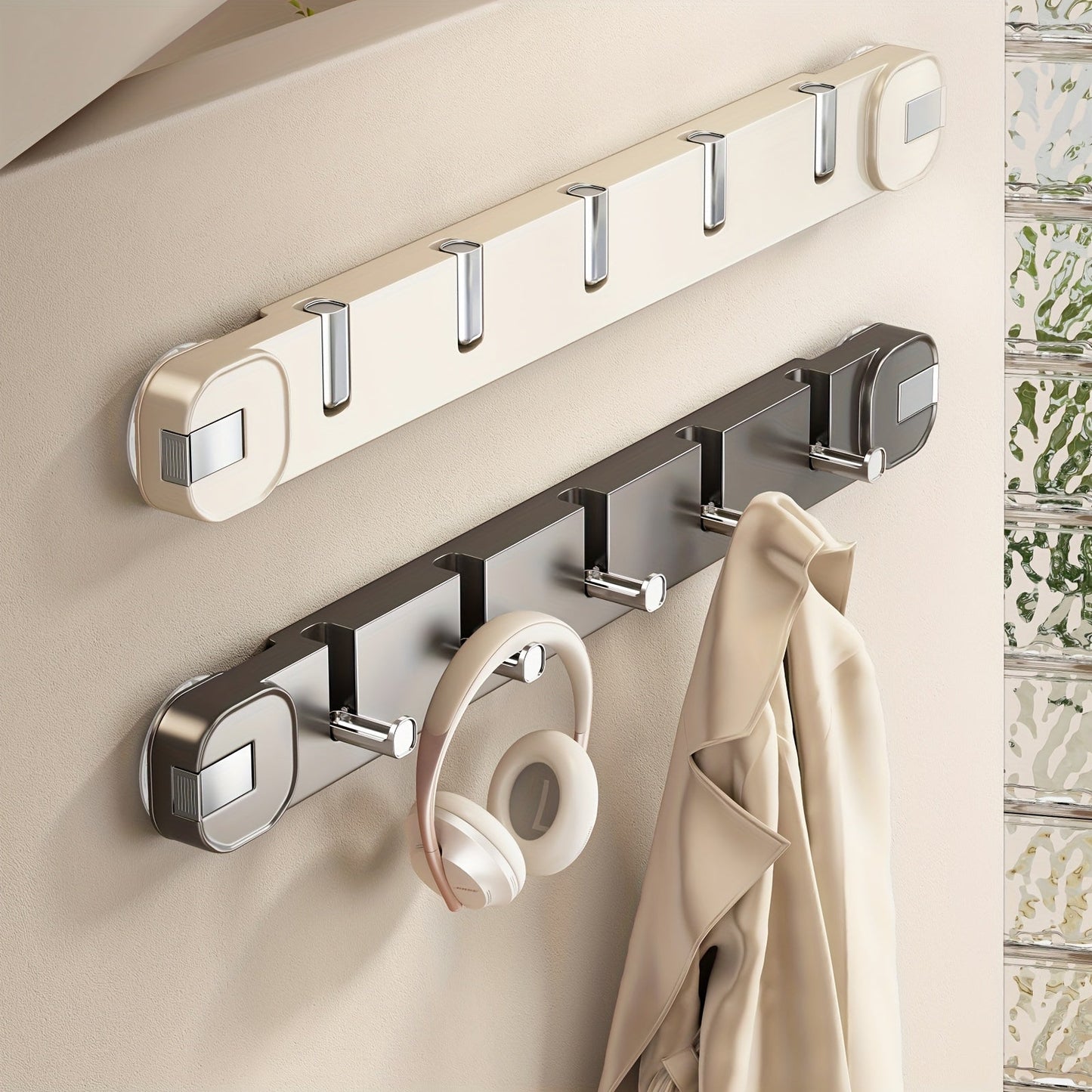 Wandhakenpanel ohne Bohren – OrganizePlus versteckter 5-Haken-Regal | Karnz