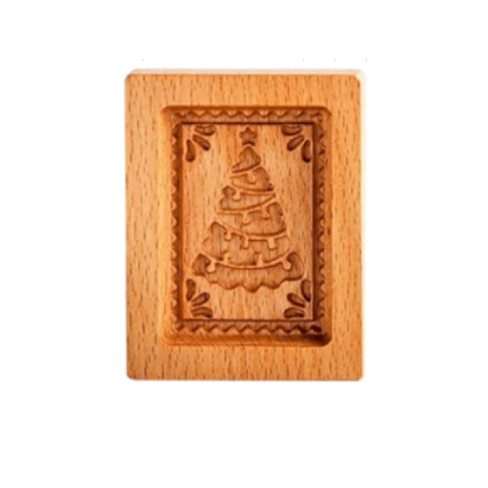 Keksausstecher-Set aus Holz | Gravierte Gebäckstempel | Lebkuchen- und Kekspresse