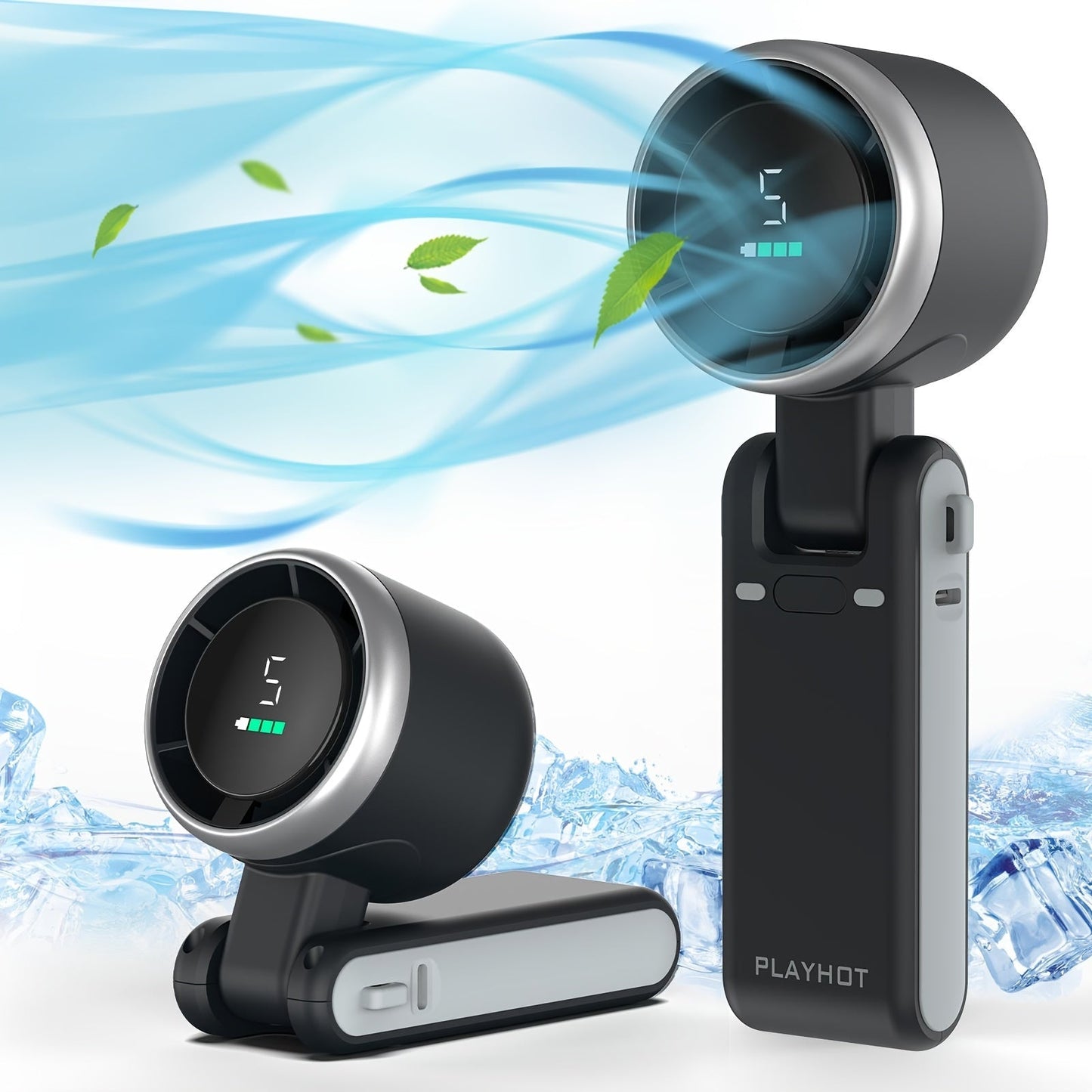 12-Stunden Turbo Handventilator mit LED-Licht - 5-Gang batteriebetriebener Kühlventilator, 3-in-1 Luft-Turbo-Technologie - Kompaktes Design für Outdoor, Reisen und den täglichen Gebrauch | Karnz