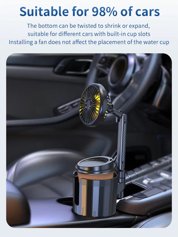 2-in-1 Auto Becherhalter Ventilator mit einstellbarer Kühlung und USB-Ladung | Karnz
