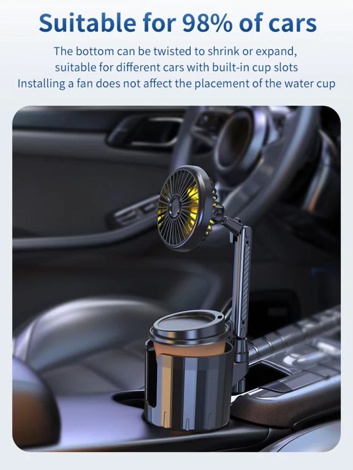 2-in-1 Auto Becherhalter Ventilator mit einstellbarer Kühlung und USB-Ladung | Karnz