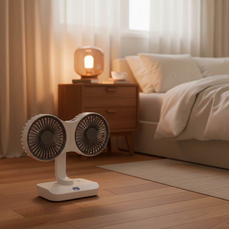 Wiederaufladbarer Ventilator mit Doppelkopf | Karnz