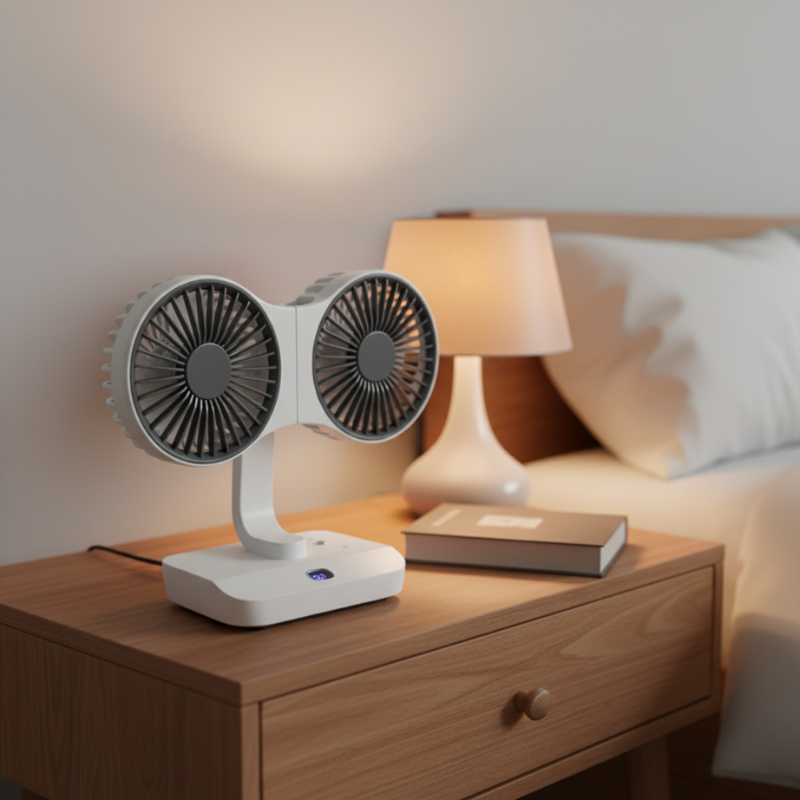 Wiederaufladbarer Ventilator mit Doppelkopf | Karnz