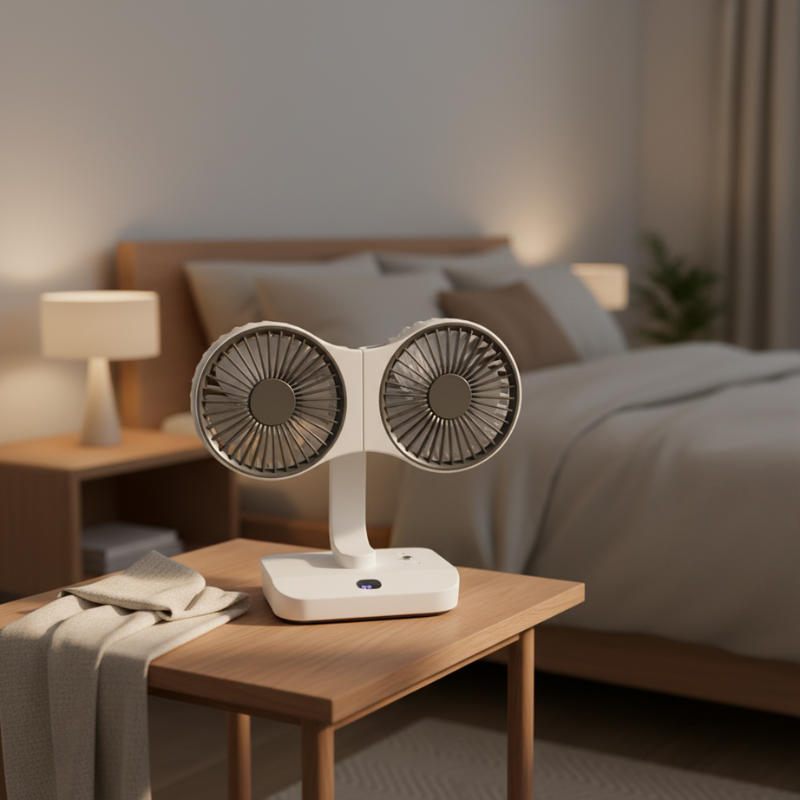 Wiederaufladbarer Ventilator mit Doppelkopf | Karnz