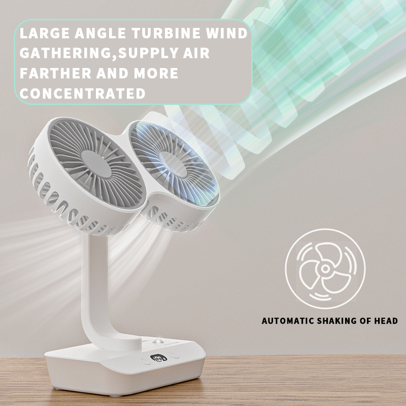Wiederaufladbarer Ventilator mit Doppelkopf | Karnz