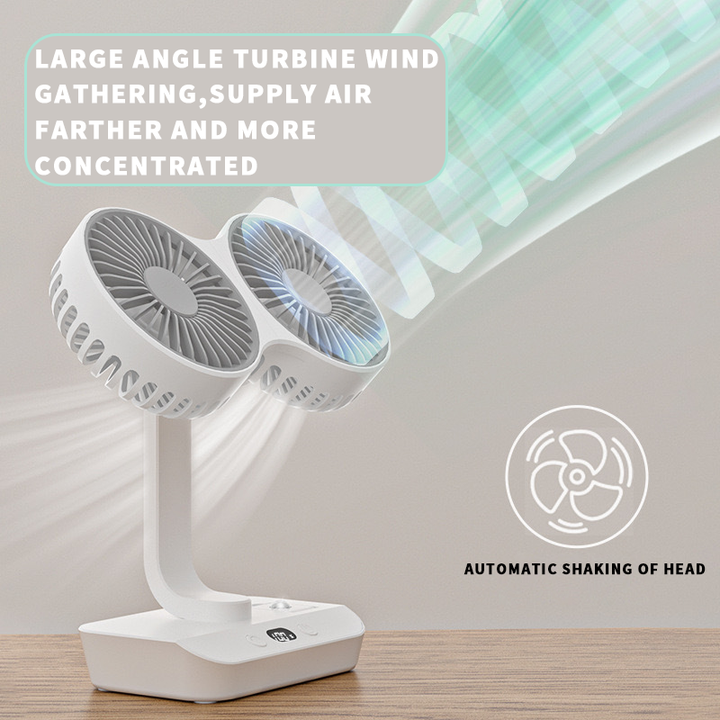 Wiederaufladbarer Ventilator mit Doppelkopf | Karnz