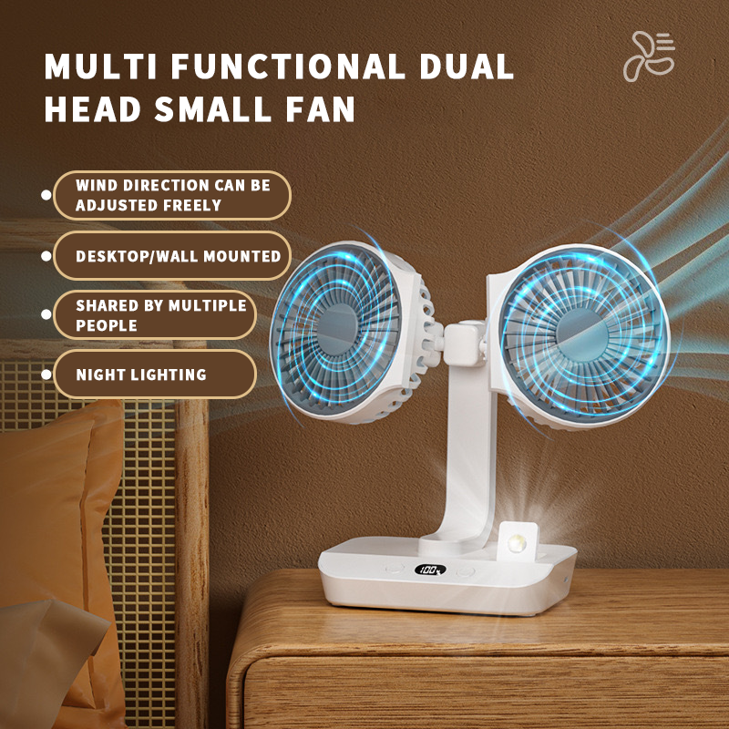 Wiederaufladbarer Ventilator mit Doppelkopf | Karnz